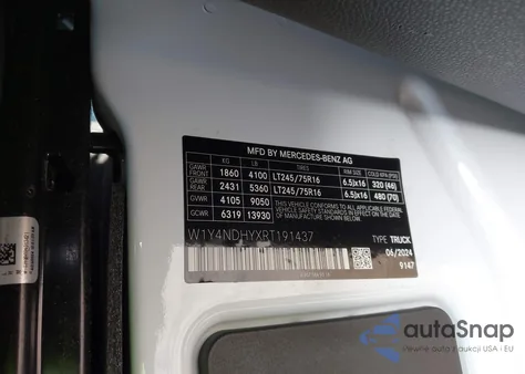 2024 Mercedes-Benz Sprinter 2500 High Roof 4-Cyl Diesel Ho z USA, uszkodzony, nr VIN W1Y4NDHYXRT191437